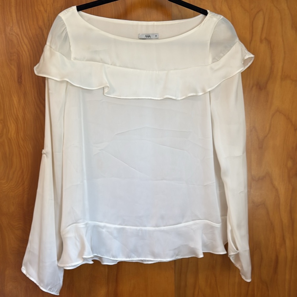 Off-White Silk Ruffle Blouse